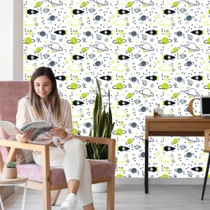 Papier Peint Planet Rocket Space Pour Chambre D'enfant – Image 7