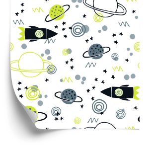 Papier Peint Planet Rocket Space Pour Chambre D'enfant – Image 2