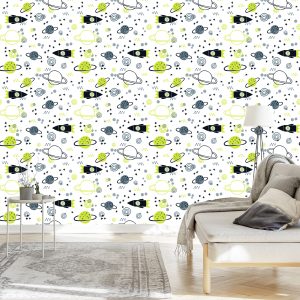 Papier Peint Planet Rocket Space Pour Chambre D'enfant – Image 3