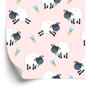 Papier Peint Moutons Avec Des Fleurs – Image 2
