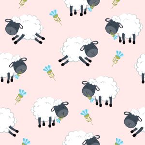 Papier Peint Moutons Avec Des Fleurs – Image 1