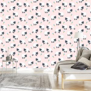Papier Peint Moutons Avec Des Fleurs – Image 3