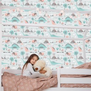 Papier Peint Pour Les Enfants Dinosaures Plantes Arbres Nature – Image 7