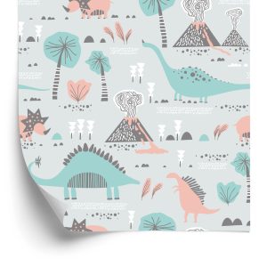 Papier Peint Pour Les Enfants Dinosaures Plantes Arbres Nature – Image 2