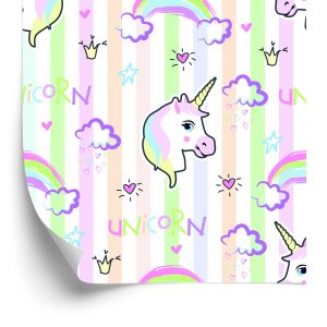 Papier Peint Pour Les Enfants - Belle Licorne Colorée – Image 2