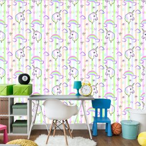 Papier Peint Pour Les Enfants - Belle Licorne Colorée – Image 4