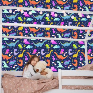 Papier Peint Dinosaures Cactus Arc-En-Ciel Pour Chambre D'enfant – Image 7