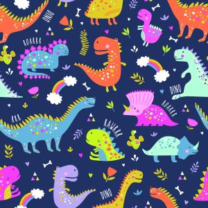 Papier Peint Dinosaures Cactus Arc-En-Ciel Pour Chambre D'enfant – Image 1