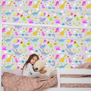 Papier Peint Pour Les Enfants Colorful Nature Fleurs Dinosaures – Image 7