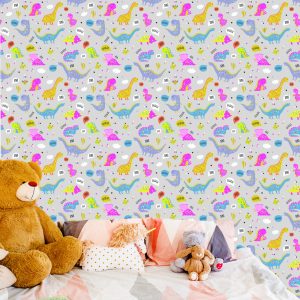 Papier Peint Pour Les Enfants Colorful Nature Fleurs Dinosaures – Image 6