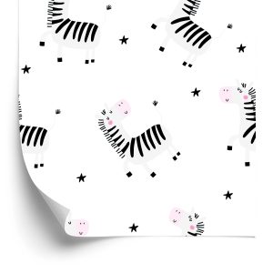 Papier Peint Pour Bébé Fille Animaux Zebra Stars – Image 2