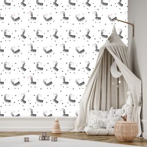 Papier Peint Pour Bébé Fille Animaux Zebra Stars – Image 3