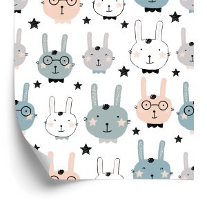 Papier Peint Lapins Avec Des Étoiles Sur Le Fond – Image 2