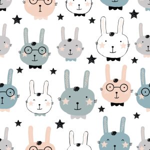 Papier Peint Lapins Avec Des Étoiles Sur Le Fond – Image 1