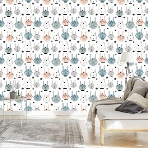 Papier Peint Lapins Avec Des Étoiles Sur Le Fond – Image 3