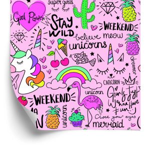 Papier Peint Pour Les Enfants - Animaux, Fruits Et Arc-En-Ciel – Image 2