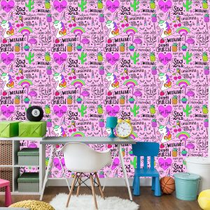 Papier Peint Pour Les Enfants - Animaux, Fruits Et Arc-En-Ciel – Image 4