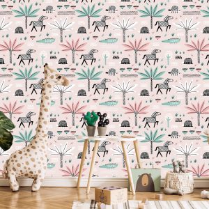 Papier Peint Pour Fille Pastel Animaux, Palmiers – Image 5