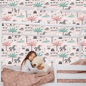 Papier Peint Pour Fille Pastel Animaux, Palmiers – Image 7