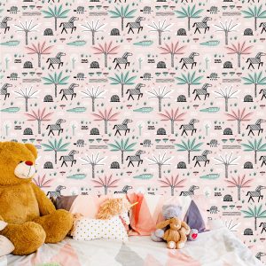 Papier Peint Pour Fille Pastel Animaux, Palmiers – Image 6