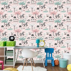 Papier Peint Pour Fille Pastel Animaux, Palmiers – Image 4