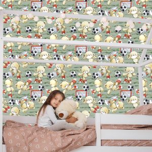 Papier Peint Champ De Nounours De Football Pour Chambre De Garçon – Image 7