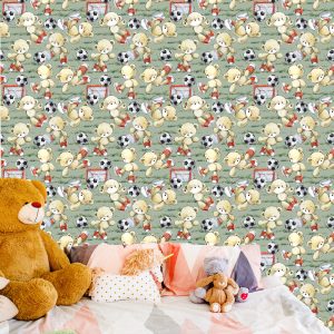 Papier Peint Champ De Nounours De Football Pour Chambre De Garçon – Image 6