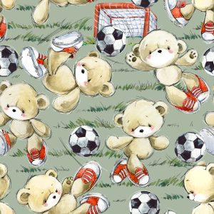 Papier Peint Champ De Nounours De Football Pour Chambre De Garçon – Image 1