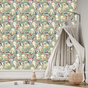Papier Peint Champ De Nounours De Football Pour Chambre De Garçon – Image 3