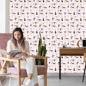 Papier Peint Les Cactus Animaux Lama Pour Une Chambre De Bébé – Image 7