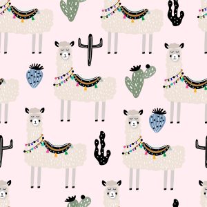 Papier Peint Les Cactus Animaux Lama Pour Une Chambre De Bébé – Image 1