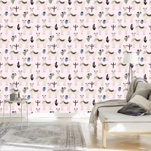 Papier Peint Les Cactus Animaux Lama Pour Une Chambre De Bébé – Image 3