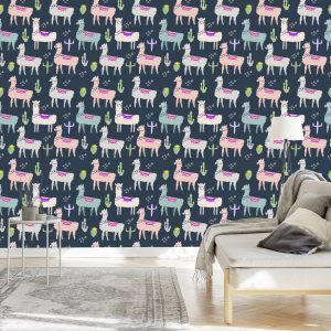 Papier Peint Animaux, Plantes, Chambre D'enfant Avec Lamas – Image 3
