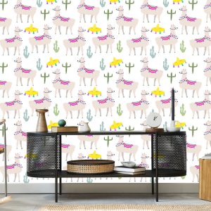 Papier Peint Animaux Cactus Pour La Chambre De Bébé D'un Lama – Image 5
