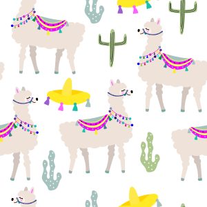 Papier Peint Animaux Cactus Pour La Chambre De Bébé D'un Lama – Image 1