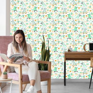 Papier Peint Pour La Chambre De Bébé Crocodiles, Plantes, Soleil. – Image 7