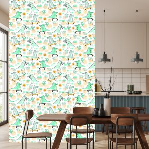 Papier Peint Pour La Chambre De Bébé Crocodiles, Plantes, Soleil. – Image 4