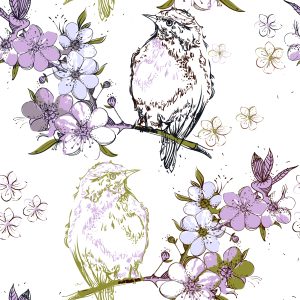 Papier Peint Oiseaux Sur Les Branches – Image 1