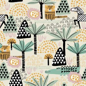 Papier Peint Pour Un Garçon, Les Animaux D'un Palmier – Image 1