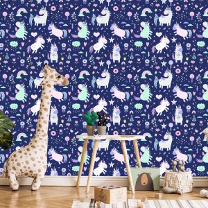 Papier Peint Pour Chambre De Fille Licornes Étoiles – Image 5