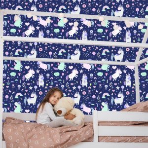 Papier Peint Pour Chambre De Fille Licornes Étoiles – Image 7