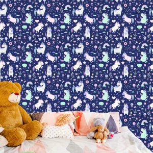 Papier Peint Pour Chambre De Fille Licornes Étoiles – Image 6