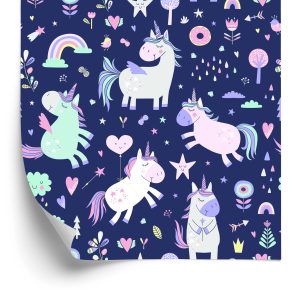 Papier Peint Pour Chambre De Fille Licornes Étoiles – Image 2