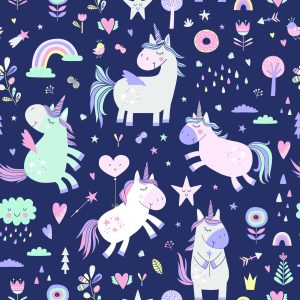 Papier Peint Pour Chambre De Fille Licornes Étoiles – Image 1