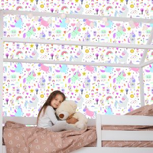 Papier Peint Pour La Chambre Des Filles Licornes Fleurs – Image 7