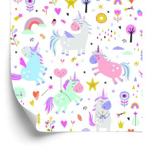 Papier Peint Pour La Chambre Des Filles Licornes Fleurs – Image 2
