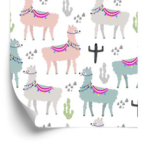 Papier Peint Coloré Dans Lama Animaux Chambre D'enfant – Image 2