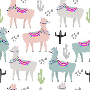 Papier Peint Coloré Dans Lama Animaux Chambre D'enfant – Image 1