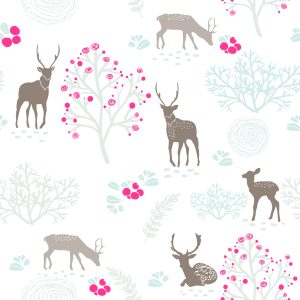 Papier Peint Pour Les Enfants - Cerf Chevreuil Arbres – Image 1