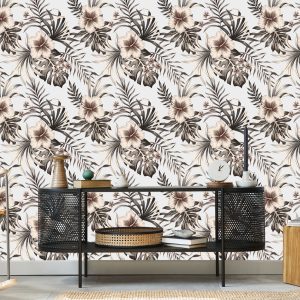 Papier Peint Feuilles De Fleurs Dans Un Style Vintage – Image 5